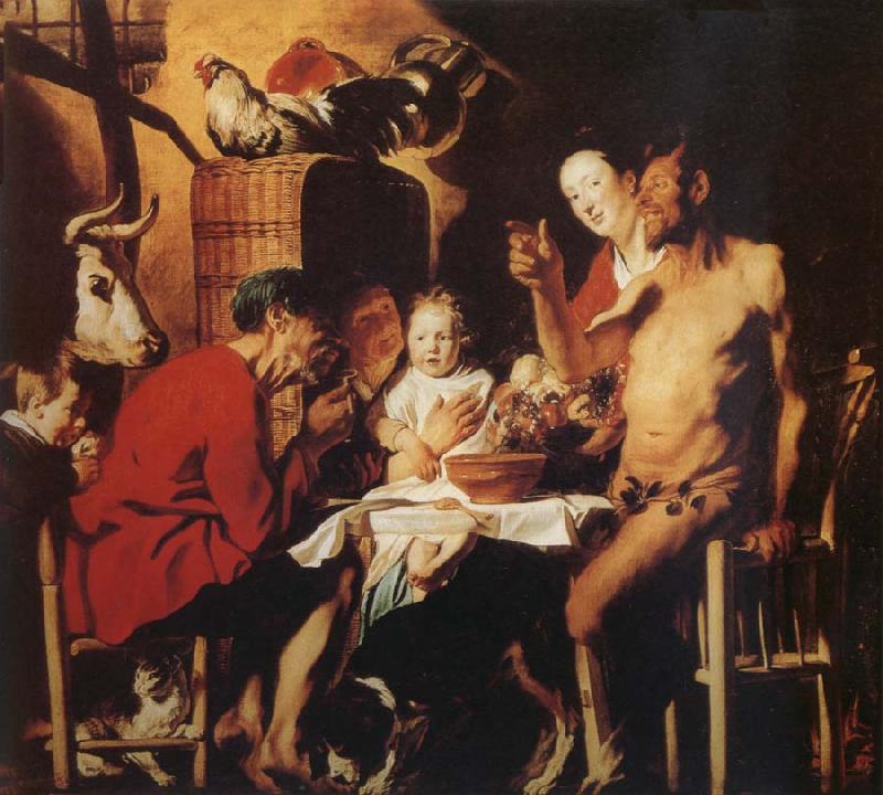 Jacob Jordaens The Satyr and the Farmer's Family France oil painting art